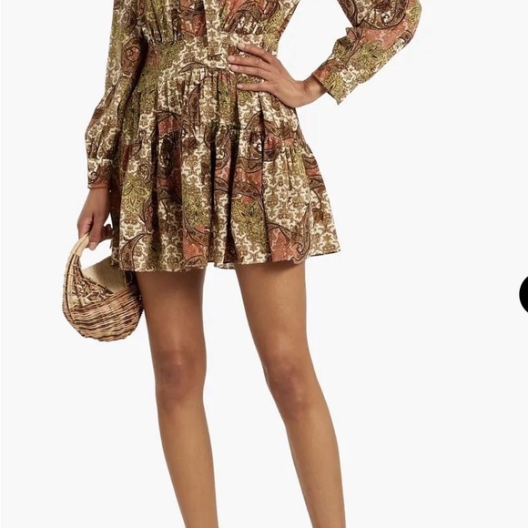Ulla Johnson Maris Paisley Silk Long Sleeve Mini Dress NWT Size 14 - Picture 3 of 4